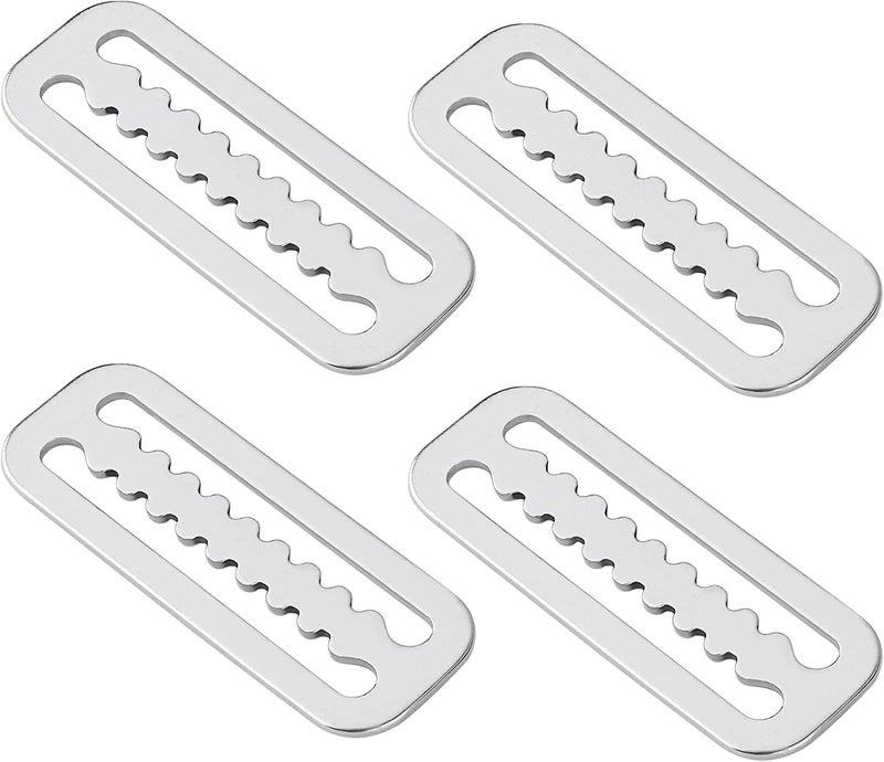 Dawitrly 4Pc Scuba Weight Belt Keepers, 316 Stainless Steel 2′ Diving Webbing Belt Slide Stopper Weight Retainer Clips with Teeth for Standard 2" (5cm) Webbing Belts - Image 1
